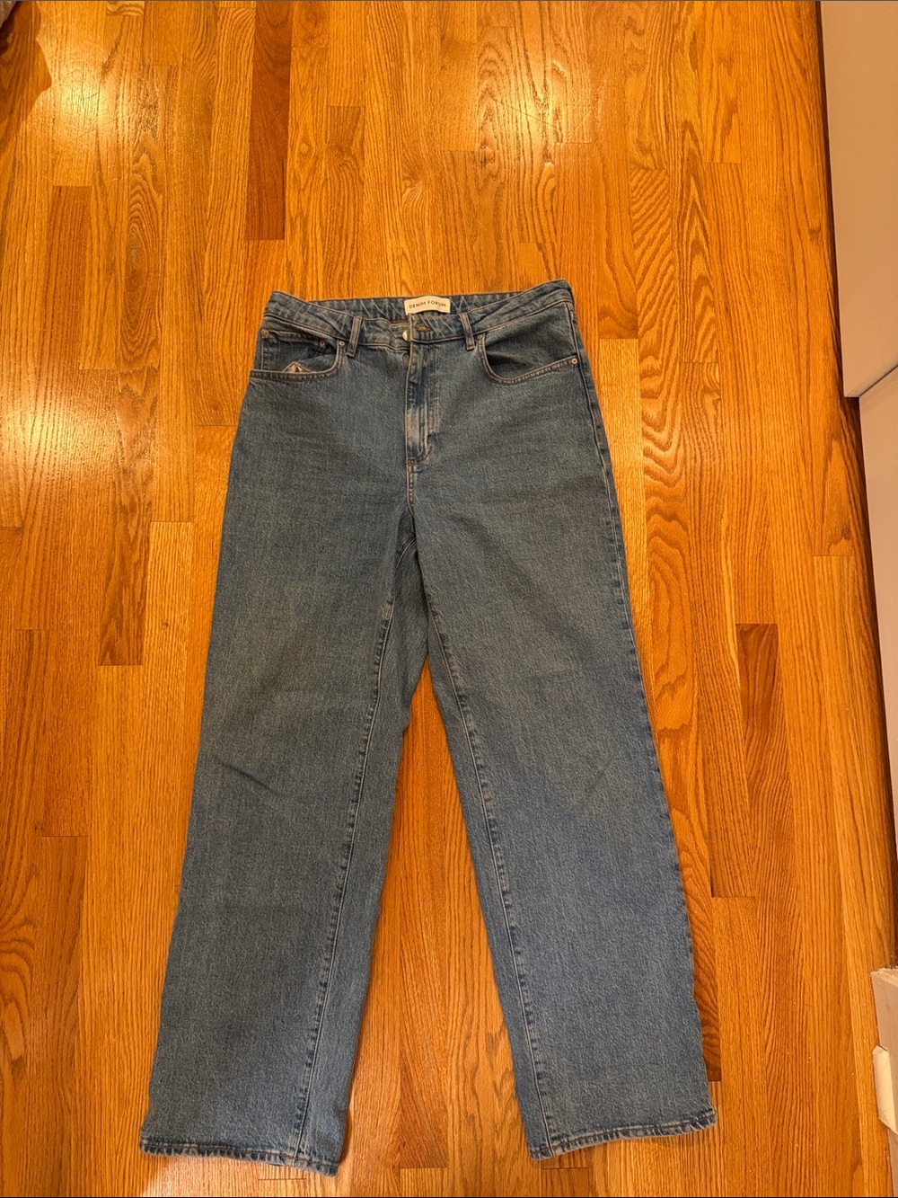 Denim Forum Classic Women's Straight-Leg Jeans in Medium Blue
